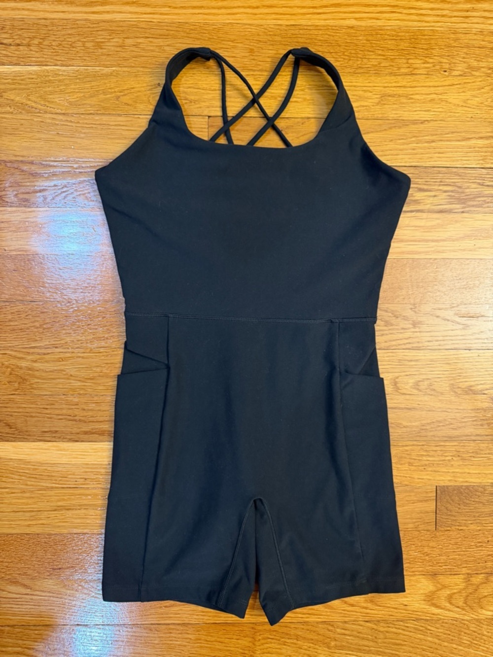 Calia by Carrie Underwood LustraLux Bodysuit Shorts in Black - Size Small